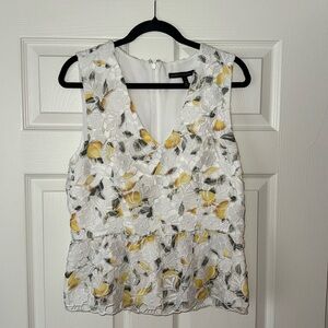 Floral and Lemon Peplum Top